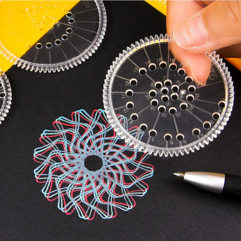 Classic Gear Spirograph Drawing Set Geometric Painting Stencils Rulers Scratch Rainbow Paper Creative Educational Kids Toys Gift