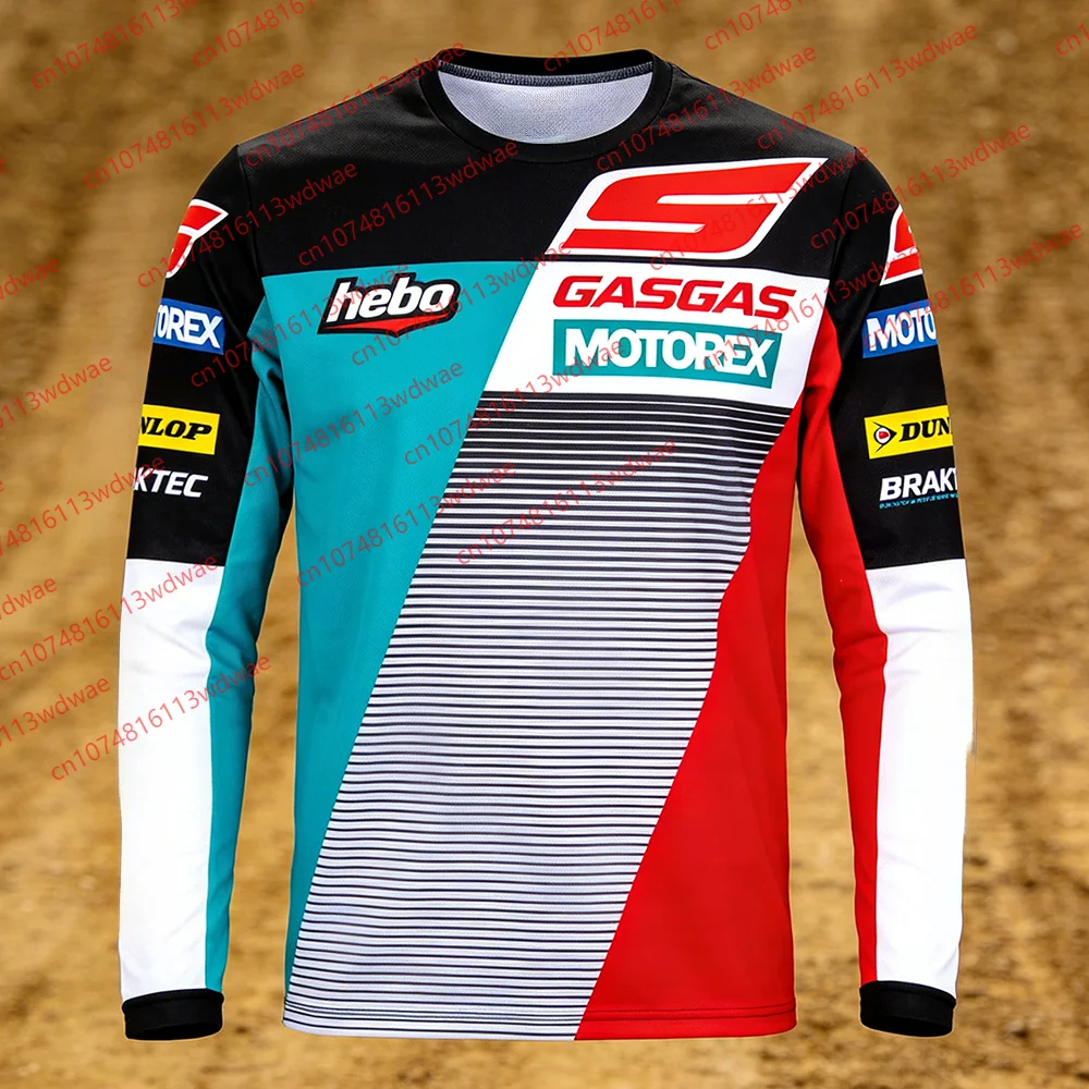 Camiseta de Motocross GASGAS para Hombre, Manga Larga, para Carreras de Bicicleta, MX, Todoterreno, Equipo de Motociclismo HEBO MOTOREX, Tejido de Secado Rápido, Top Deportivo