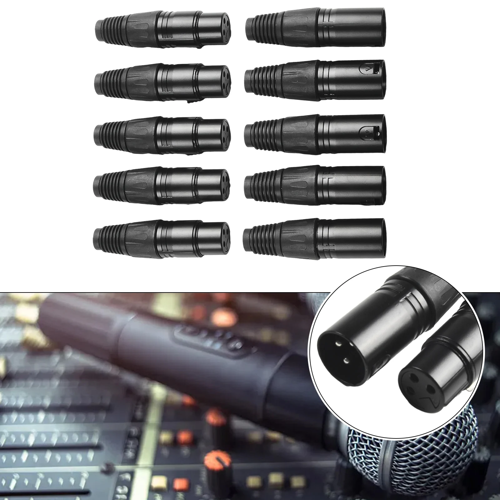XLR 3 Pin Female Connector Pack 10pcs for DIY Microphone Cables For DMX Signal Transmission and Audio System Builds