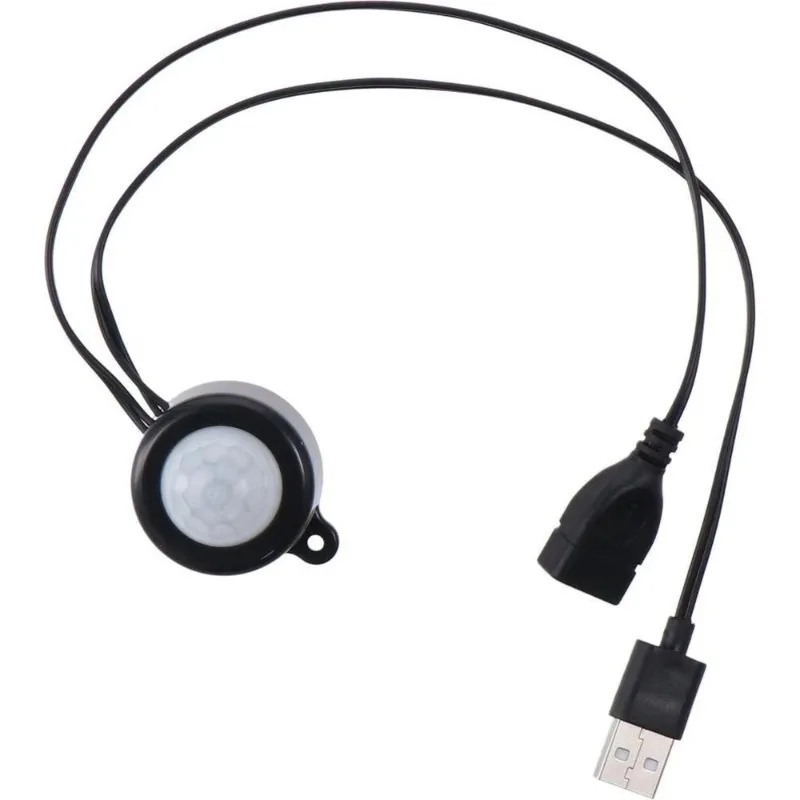 Motion Sensor Switch, 5-24V 2A USB Powered Infrared Detector for Automatic Lighting - 120° Wide Angle, Adjustable Timing
