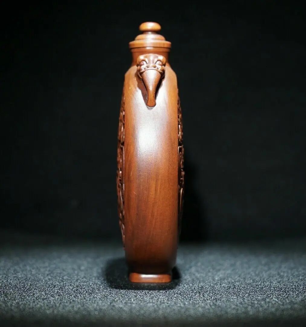 old chinese peking snuff bottle carved Boxwood bottles Wood carving statue gifts