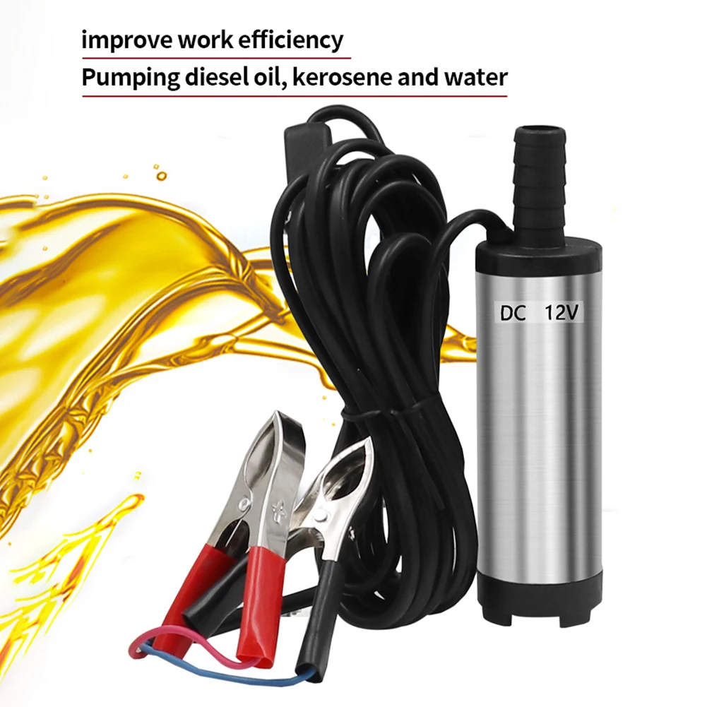 Portable Kerosene Motor Oil Transfer Pump with Switch Stainless Steel Small Submersible Fuel Oil Pump Car Tool