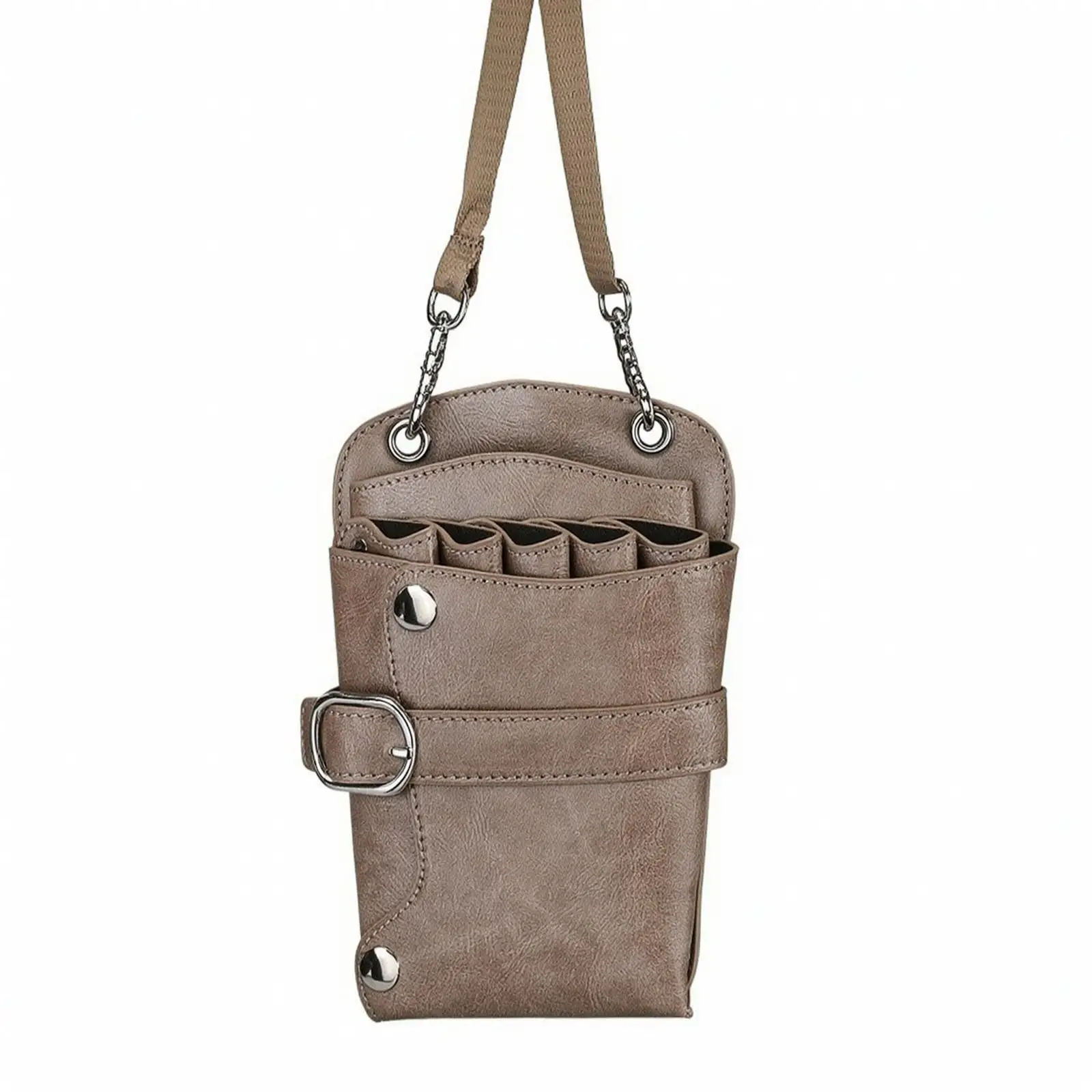 Hairdresser Waist Pouch Leather Scissor Holder for Stylist Professional Tool Bag Adjustable Strap Metal Snap Closure Salon Waist