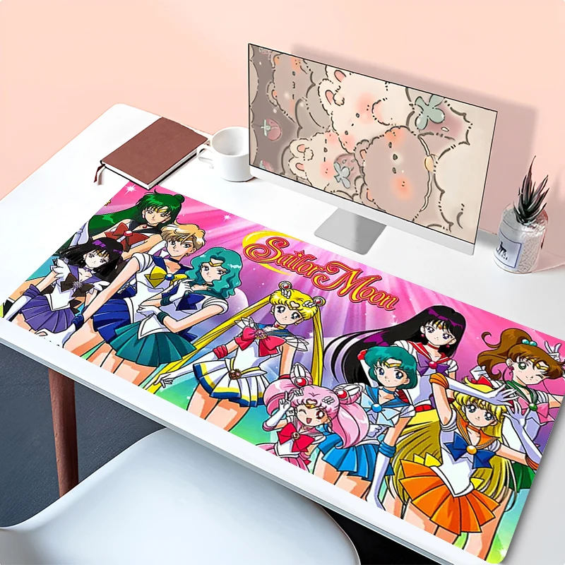 

Anime Gaming Accessories Mouse Pad Gamer Extended Desk Mat PC Computer Keyboard Pad S-Sailor Moons Mousepad Non Slip Desk Decor