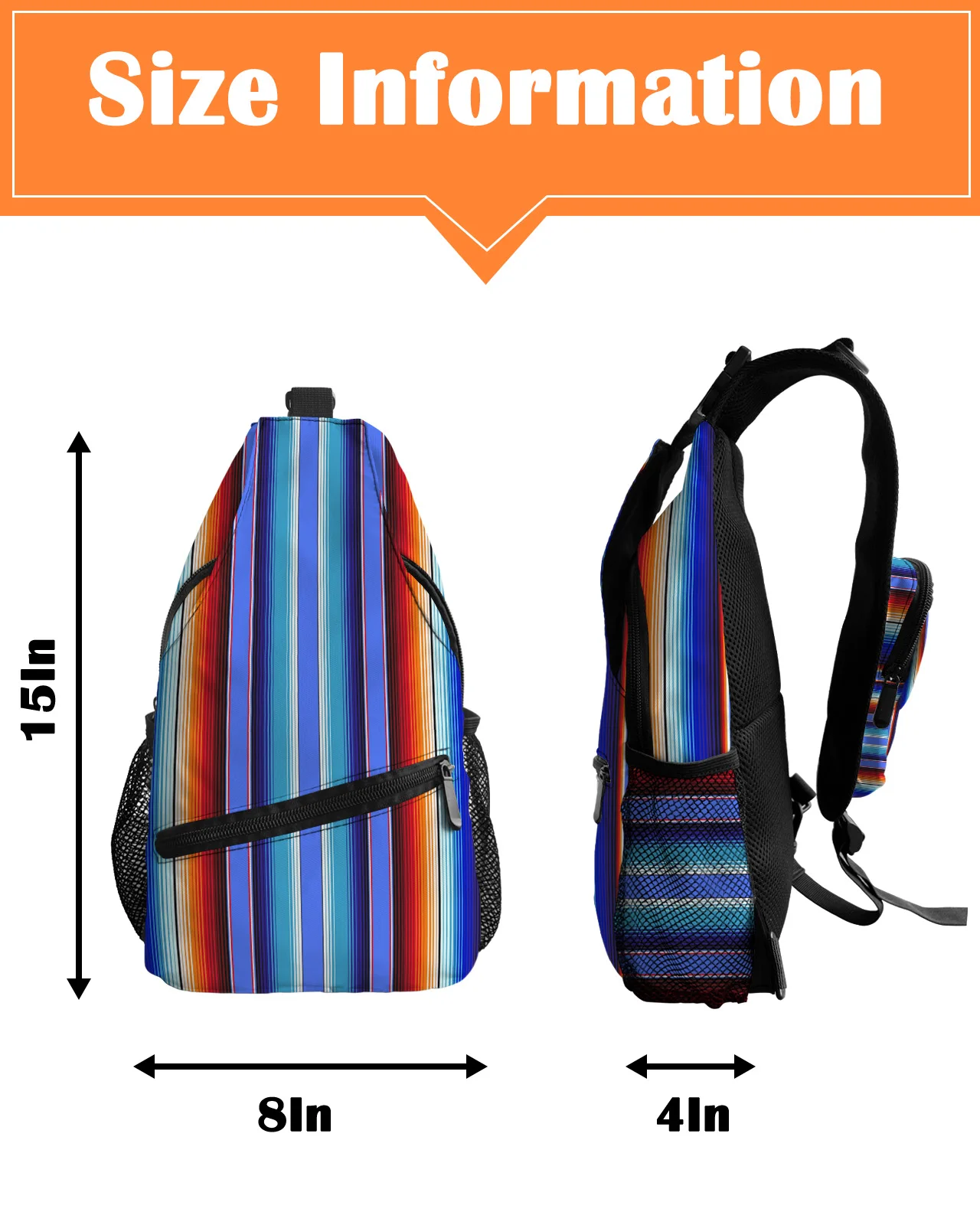 Colorful Mexican Stripes Chest Bag for Men Women Casual Crossbody Bag Outdoor Travel Climb Waterproof Sling Bag