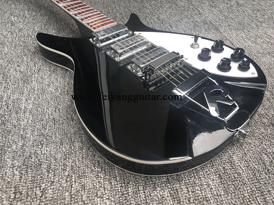 electric guitar with  3-Piece Pickup,R shape Tailpiece bridge,black color,12strings，high quality,free shipping,350