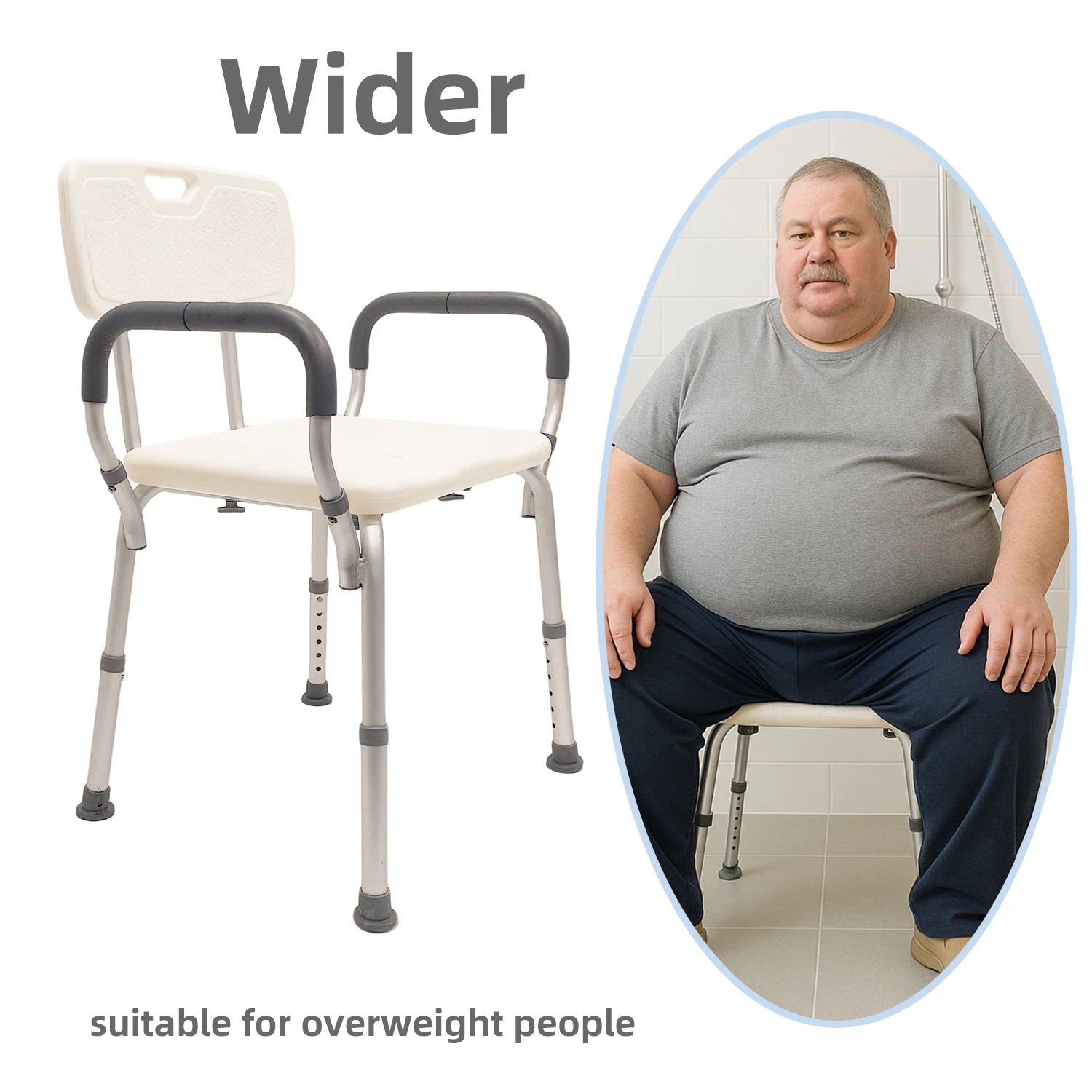

440 Lbs Broaden Large Size Suitable for Obese Individuals Medical Shower Chair for the Bathroom Chair with Backrest