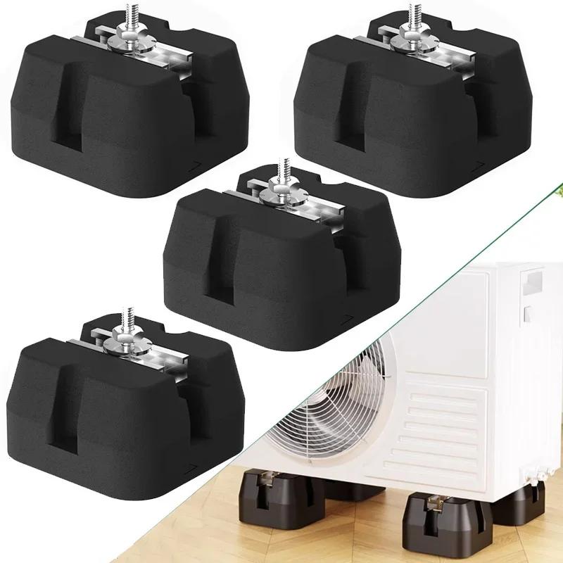 4 Pack Floor Mount Base Kit Anti-Vibration Heavy-Duty Rubber Feet for Mini Split Air Conditioner Condensers & Heat Pump Systems