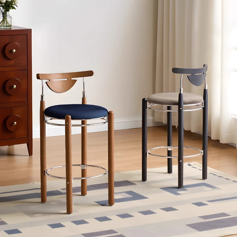 

Mid-Century Bar Stool Minimalist Designer Counter Height Chair Luxury Kitchen Island Seat with Backrest Cafe Vintage Bar Chairs