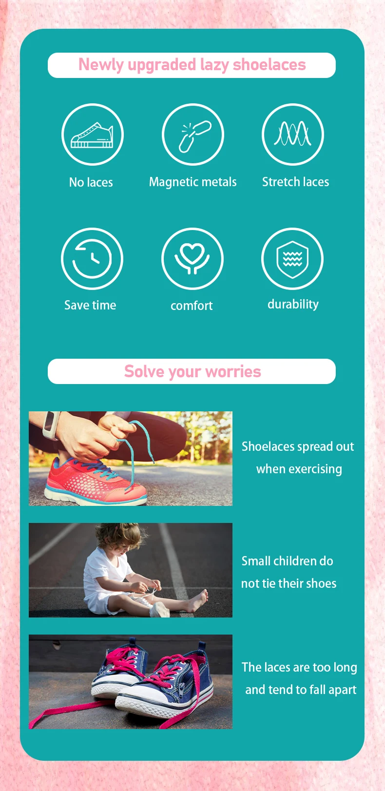 Klassische, flache, elastische Schnürsenkel mit Druckverschluss, zum einfachen Anziehen, für Sportschuhe und Sneaker, Einheitsgröße, passend für Erwachsene und Kinder, 1 Paar/2 Paar. – Detail 2