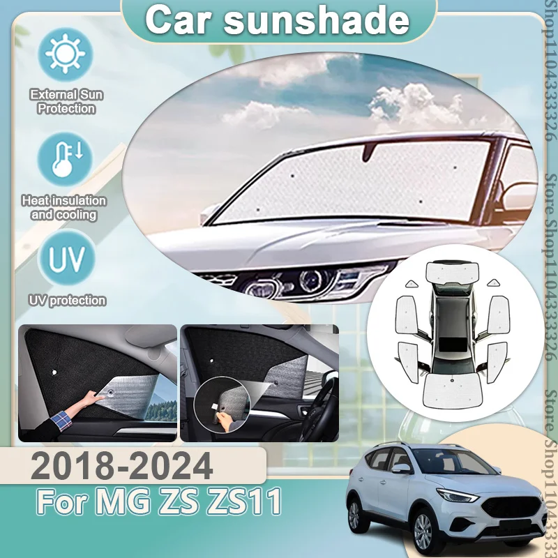 Car Window Sunshades For MG ZS EV 2018~2024 Heat Insulation Front Sun Visors Rear Side Windows Sunscreen Windshield Accessories