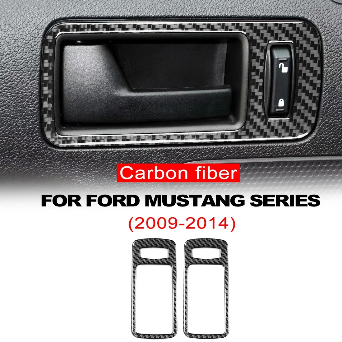 Cubierta embellecedora Interior de fibra de carbono para manija de puerta de coche, calcomanía adhesiva para Ford Mustang 2009, 2010, 2011, 2012,