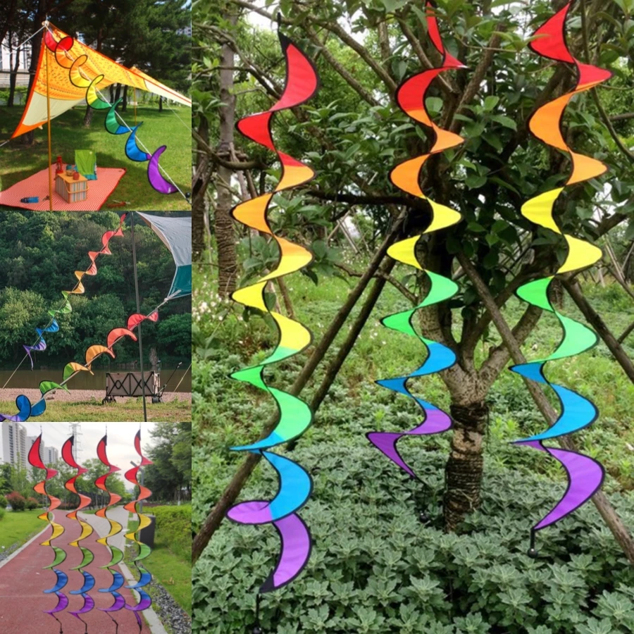 Outdoor Colorful Fabric Wind Spinner Store Celebration Party Carnival Rotating Hanging Decoration Camping Tent Warning Decorative Strip