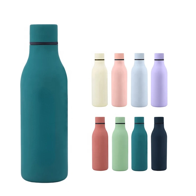 Wholesale 550ml Stainless   Rubber Coated Reusable Vacuum Insulated Flask Sports Water Bottles