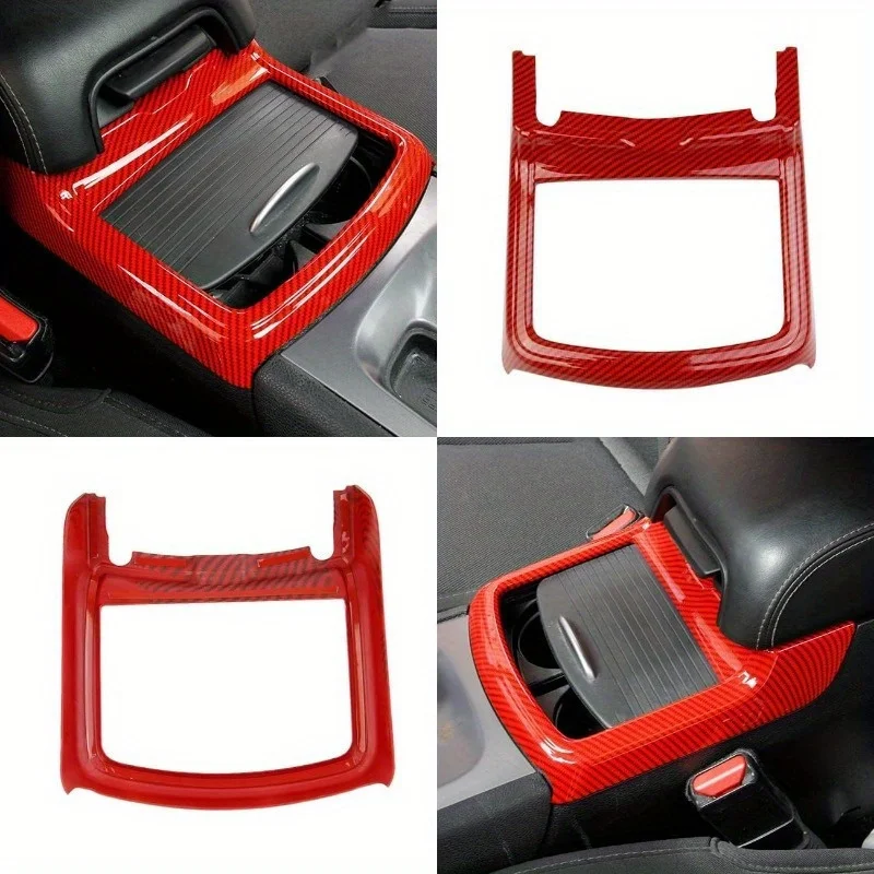Red Carbon Fiber Cup Holder Cover Trim Decor Sticker for Dodge for Charger 2015-2021/for Chrysler 300 2015-2021