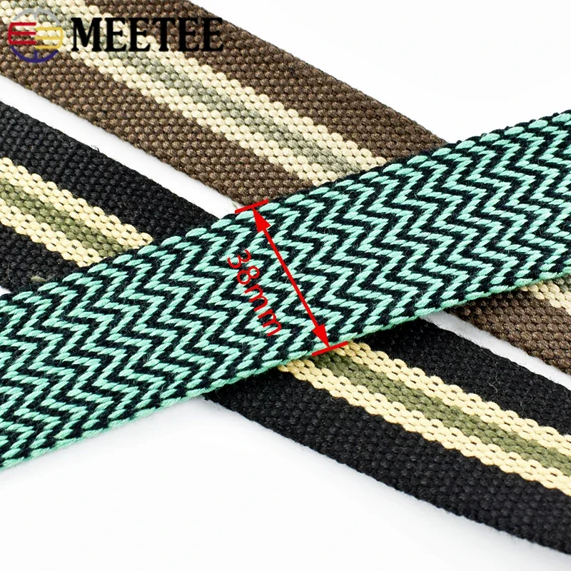 1/2/3M Meetee 38mm Polyester Jacquard Webbing Tape 3mm Thick Ribbon Backpack Strap Belt DIY Sewing Decor Material Accessories