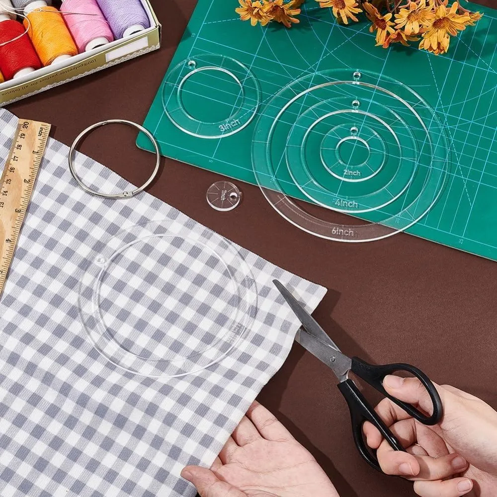 6 Pcs Circle Quilting Template with Binder Rings