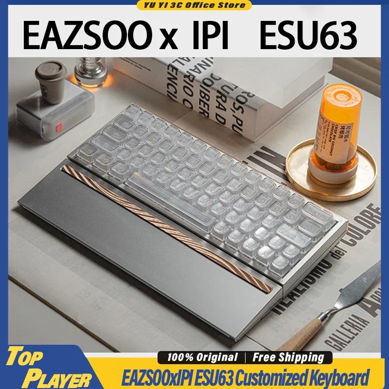 

EAZSOOxIPI ESU63 Custom Gaming Magnetic Axis Keyboard Quick Release Aluminum Alloy Dustproof Flip Cover Wrist Rest For Gamers
