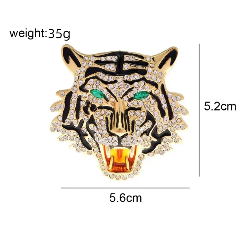 Rhinestone Roaring Tiger Brooches Women Men Big Tiger Head Party Casual Brooch Pins Gifts