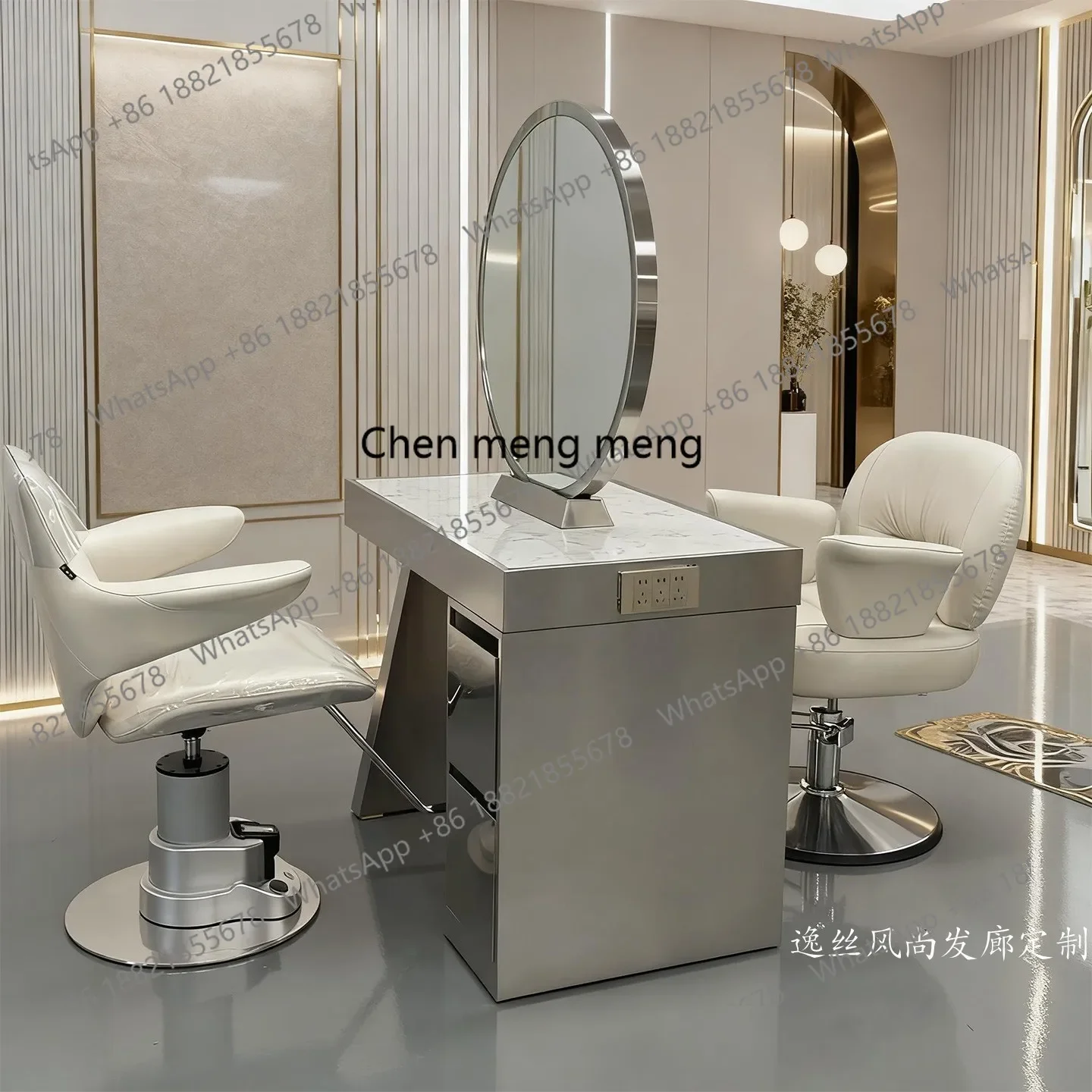 Hot sales Hair salon special barber mirror table double-sided beauty salon mirror four-sided lamp makeup mirror