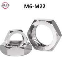 UNF 304 Stainless Steel Fine Tooth Thin Nuts M5 M6 M8 M10 M12 M14 M16 M18 M20 M22 Fine Thread Pitch Hex Nuts Pitch 1 1.25 1.5mm