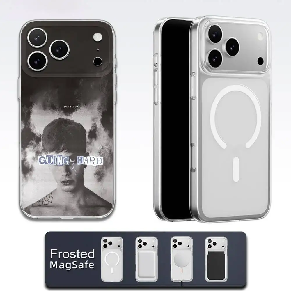 T-Tony Boy UFORIA Going Hard Umile telefoonhoesje voor iPhone 17,16,15,14,13,12,11,Pro,Max,Plus,E,Air,Mini Magsafe transparant