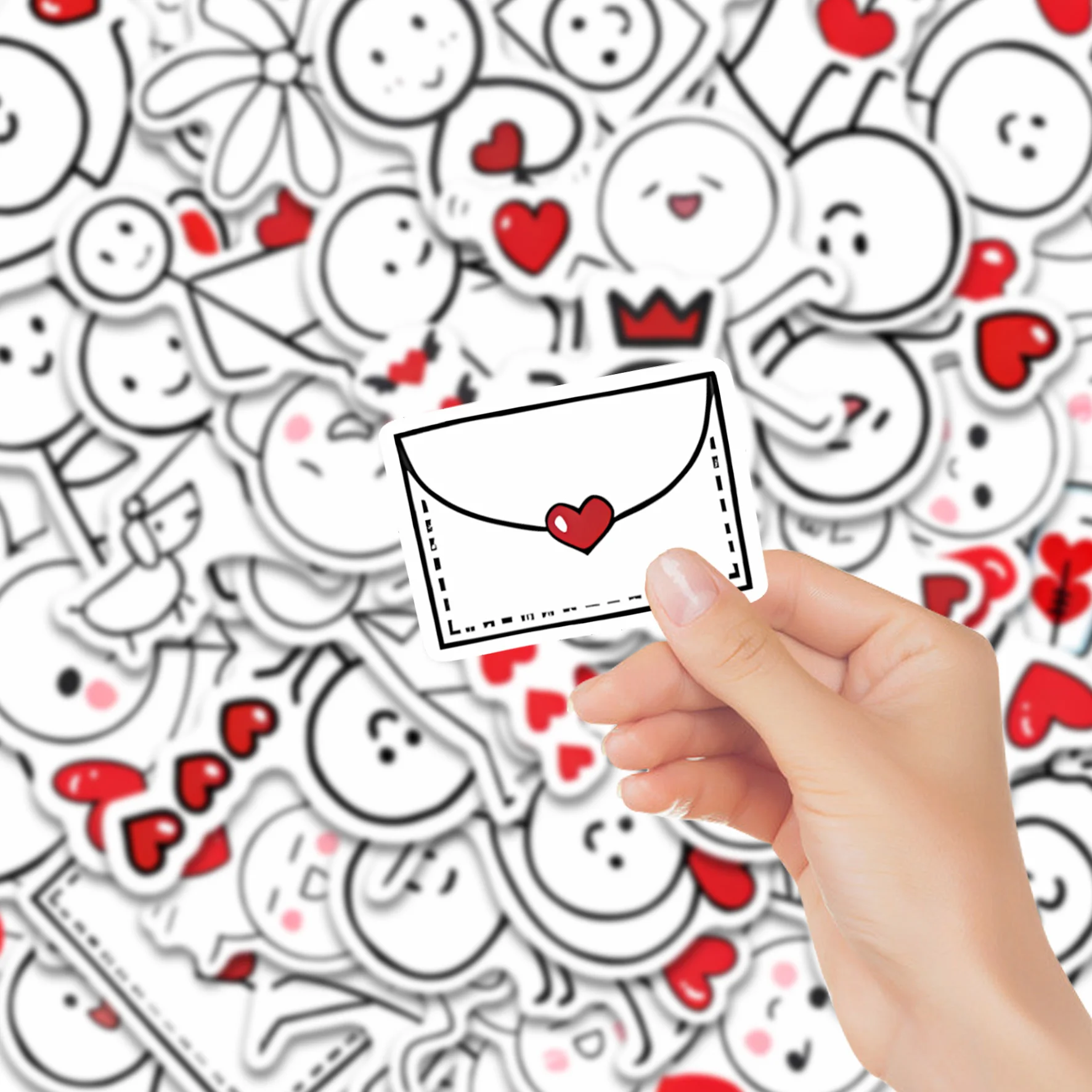 60pcs Minimalist Stick Figure Stickers | Cute Heart Cartoon Decals for Laptop, Journal & Water Bottle, Sweet Vibe & Aesthetic Fa