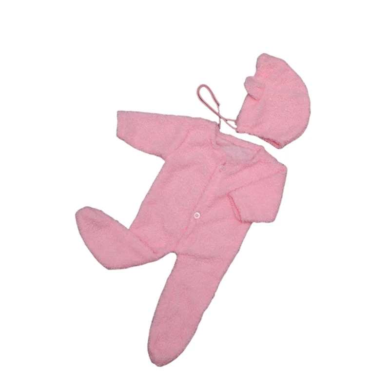 F62D Baby Photoshoots Props Bear Outfit Hat and Footed Romper Costume Set Photo Posing Props Newborn Photography Props Wear image 5