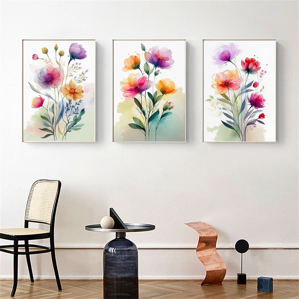 

Colorful watercolor floral prints watercolor floral posters bright floral prints canvas print art posters home decor living room