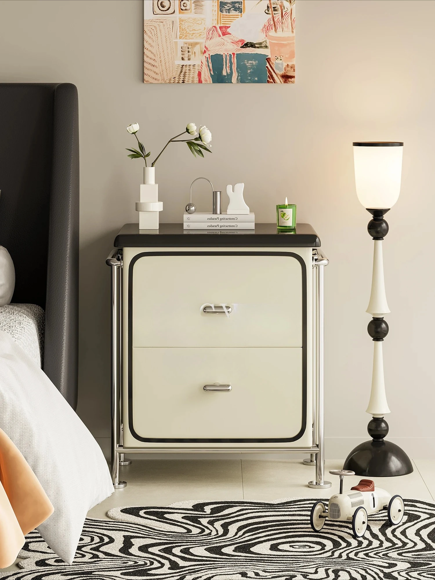 

Простой современный прикроватный столик молочно-белого цвета для небольшой квартиры, гостиной, спальни, декоративная полка для хранения