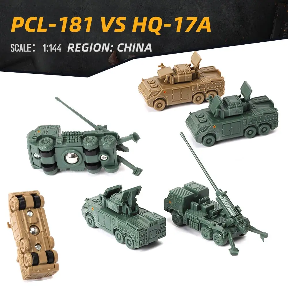 ViiKONDO 16 Pcs Toy Tank Playset 1/144 China HQ-17A Antiaircraft Missile PCL-181Type 155mm Truck-mounted Gun Model Military Gift