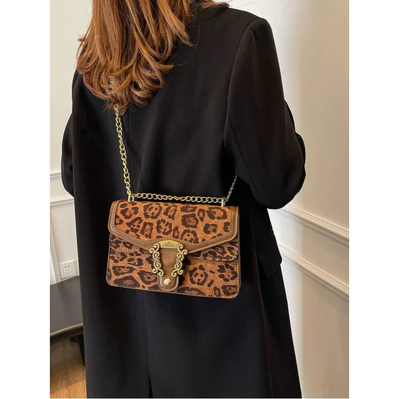 

Fashionable Retro Leopard Print Women's Chain Shoulder Crossbody Bag