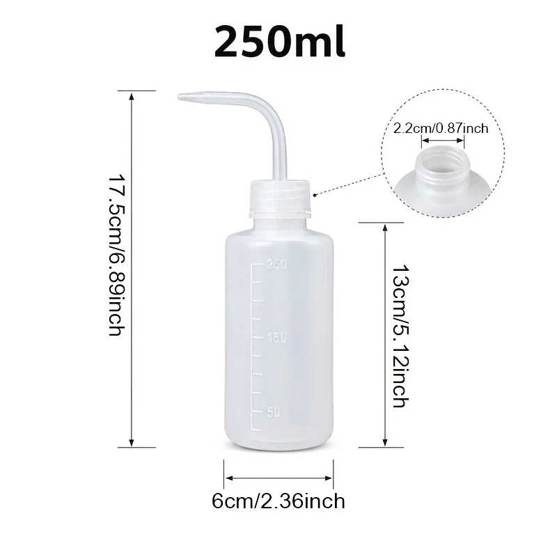 Lab Wash Bottles with Scale Markings, 8oz/250ml, Leak-Proof Squeeze Bottle with Narrow Spout, 4-Pack