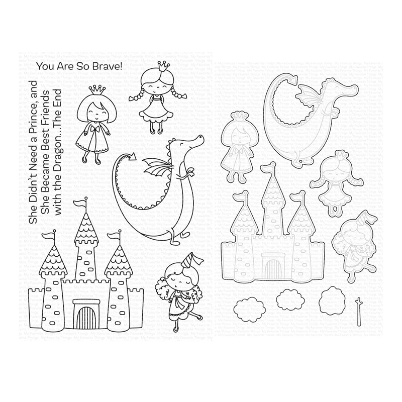 New 2022 Fairy-Tale Friendship Dragon Clear Stamps and Cutting Dies Scrapbooking for Paper Making Words Frames Card Craft