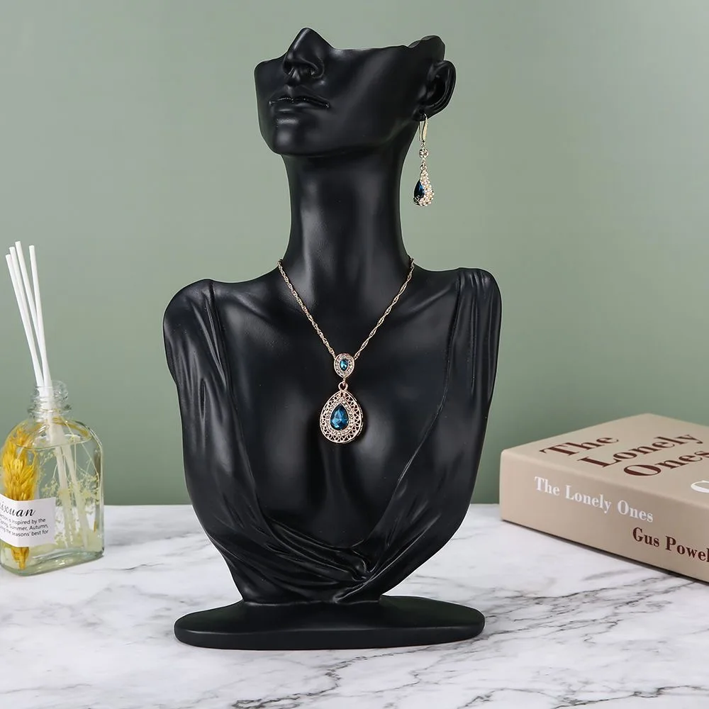 Portrait Neck Necklace Display Stand Plastic Mannequin Jewelry Earrings Pendant Display Holder for Showcase Window Display