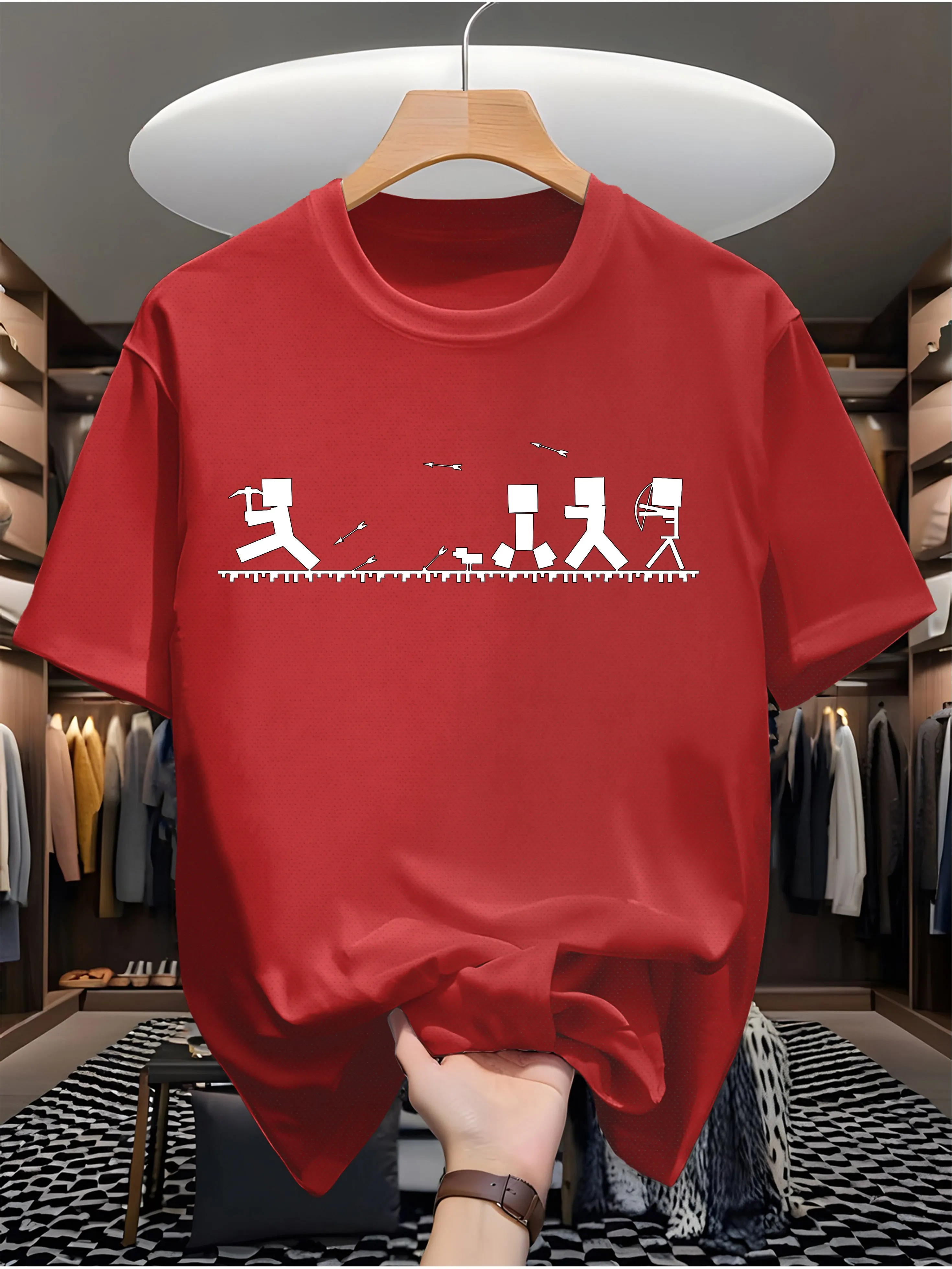 Pixel Adventure Graphic Men's Summer T-Shirt Cotton O-neck short-sleeved Tee Casual T Shirts Oversized Tshirts Tops streetwear