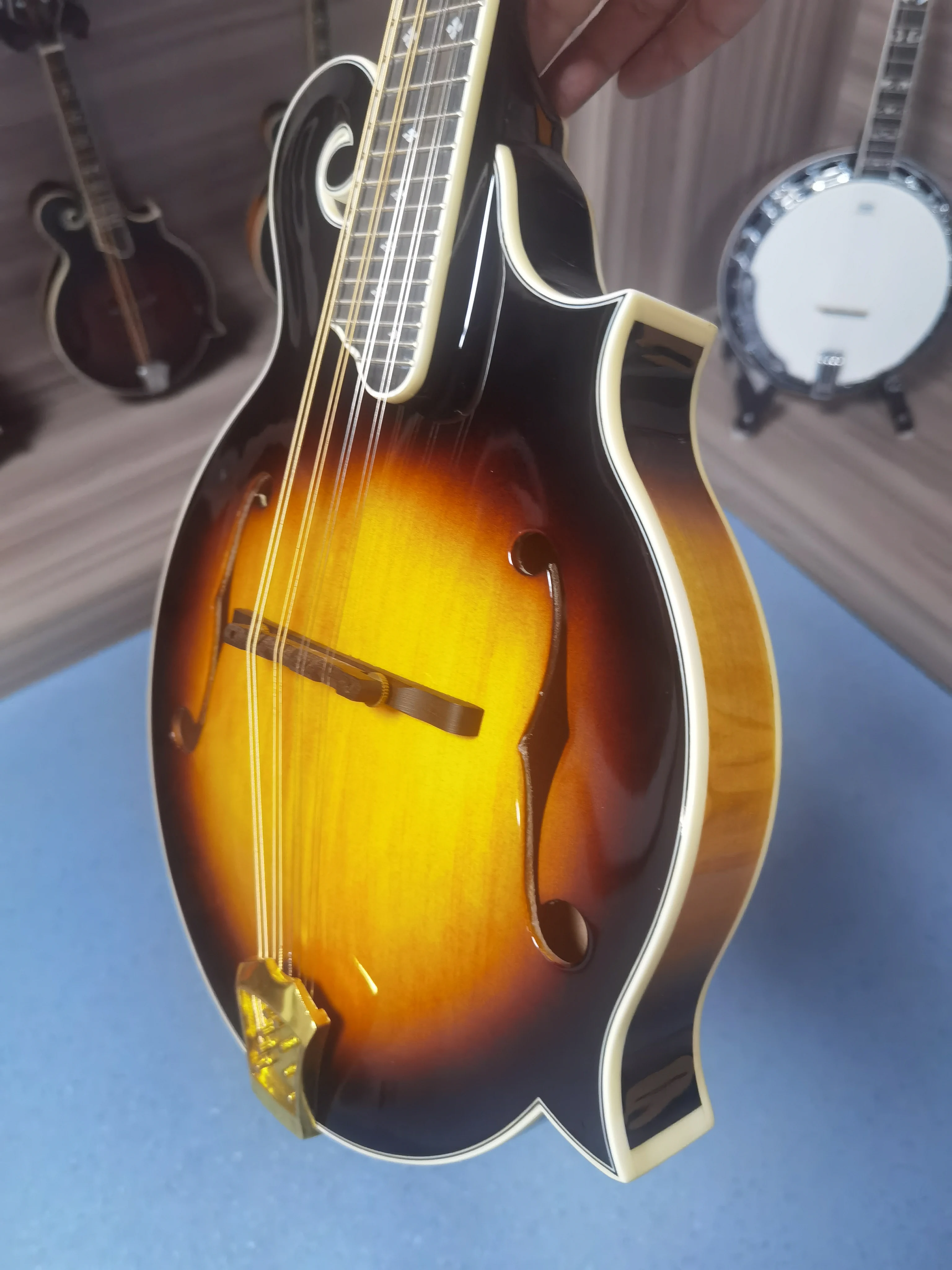 Musical Instruments KMF630   F-panel spruce back maple all single wooden mandolin, 8-string,