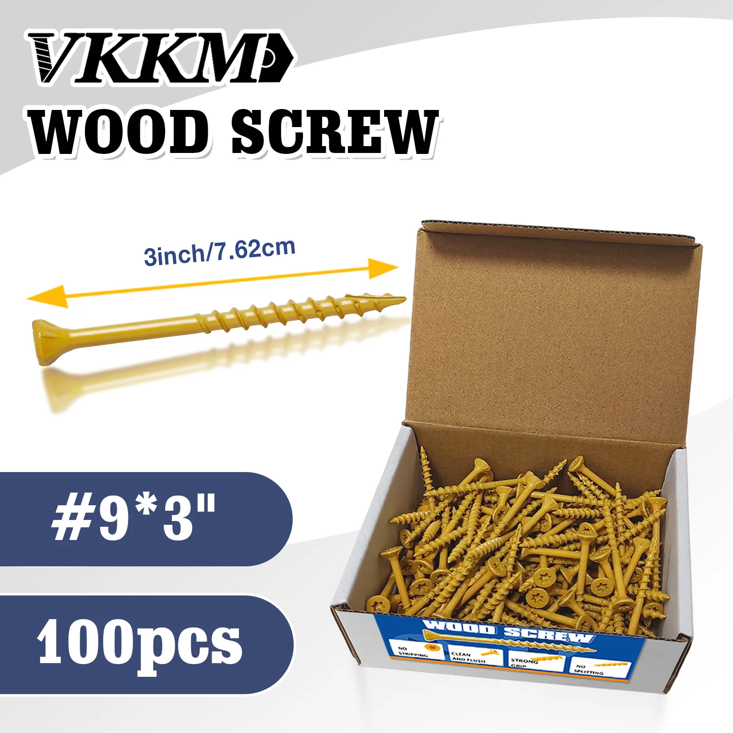 

100Pcs self tapping screws, wooden screws, deck screws, #9*3in, equipped with T25 batch head
