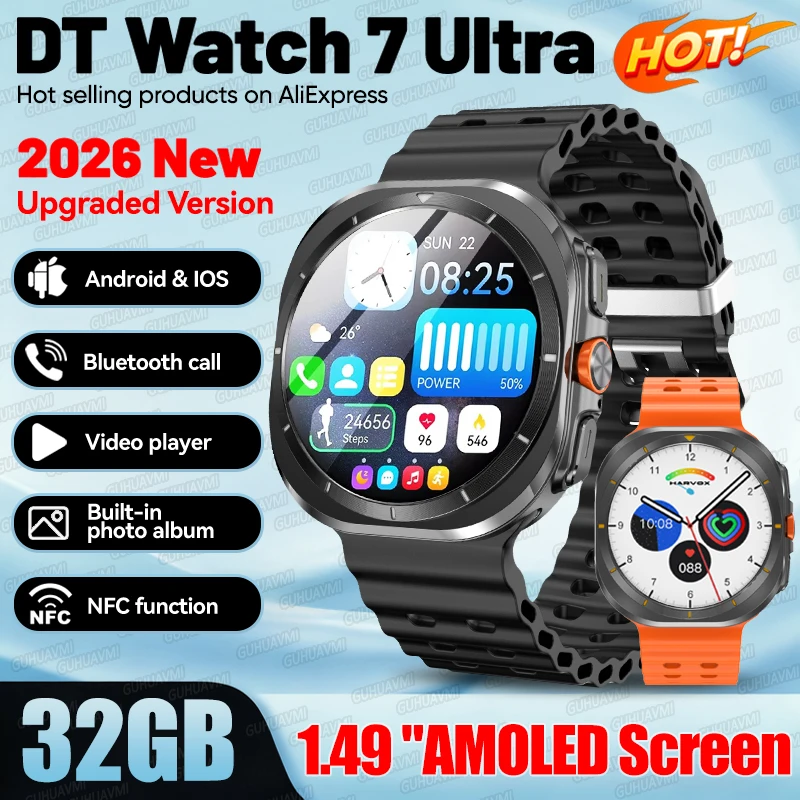 

New Upgrade DT Watch 7 Ultra Smart Watch 32GB Memory MP3/MP4 playback GPS track NFC Bluetooth Call Outdoor Sports Smartwatch Men