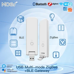 Moes tuya inteligente usb multi-modo gateway bluetooth + zigbee controle de hub sem fio controle de casa inteligente compatível com alexa googlehome