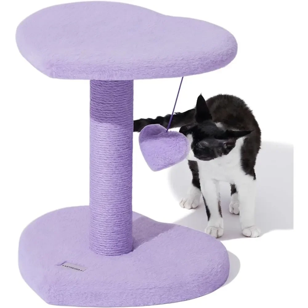 

17.8” Cat Tree Cat Tower for Indoor Cats with Heart Shaped Platform, Jute Sisal Covered Scratching Posts, Fluffy Perch