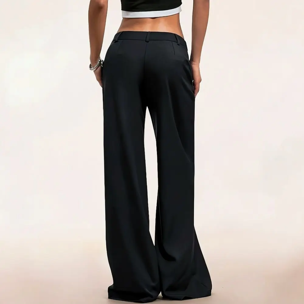 Summer Women Wide Leg Pants High Waist Casual Trousers Black Loose Fit Aesthetic American Streetwear Drape Bottoms Trendy
