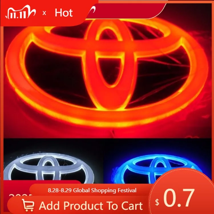 

Fot Toyota 2026 Новый для Toyota 2026 Новые колпаки ступиц 1 шт. 4D 16 см Передняя решетка багажника автомобиля Логотип светодиодный светильник Модернизация для Toyota Land Crui