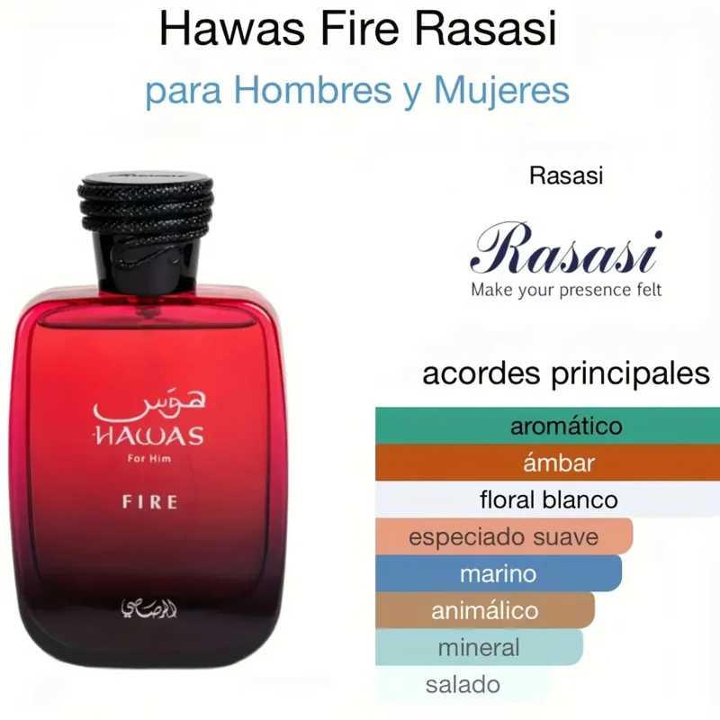 Hawas Fire Eau De Parfum Men Spray 3.4 Fl Oz عطر عربي جريئة للرجال مع جوهر ناري استمتع بفاخر وطويل