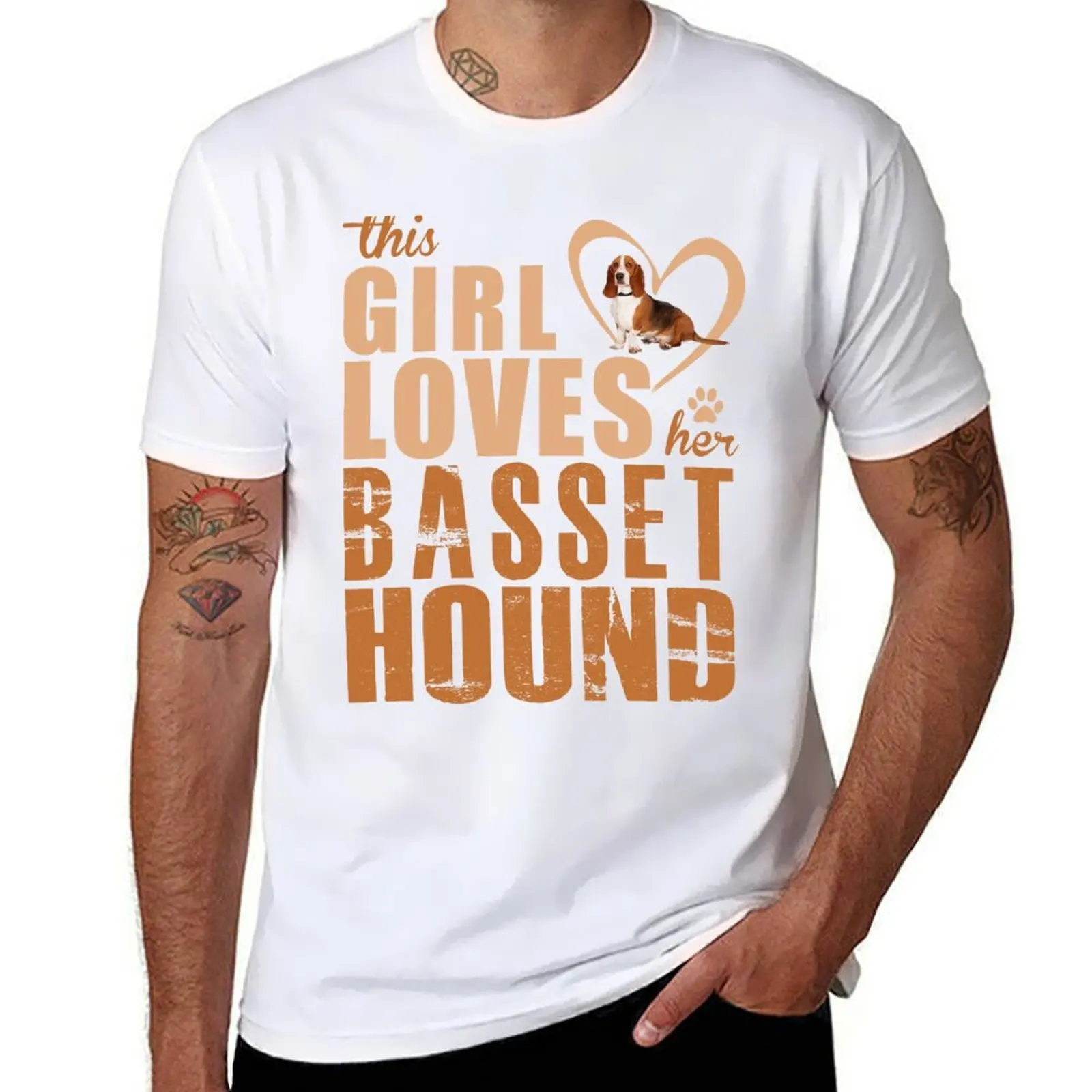 

This girl loves her Basset Hound! T-Shirt t shirt man luxury t shirts for man pack white T-Shirt