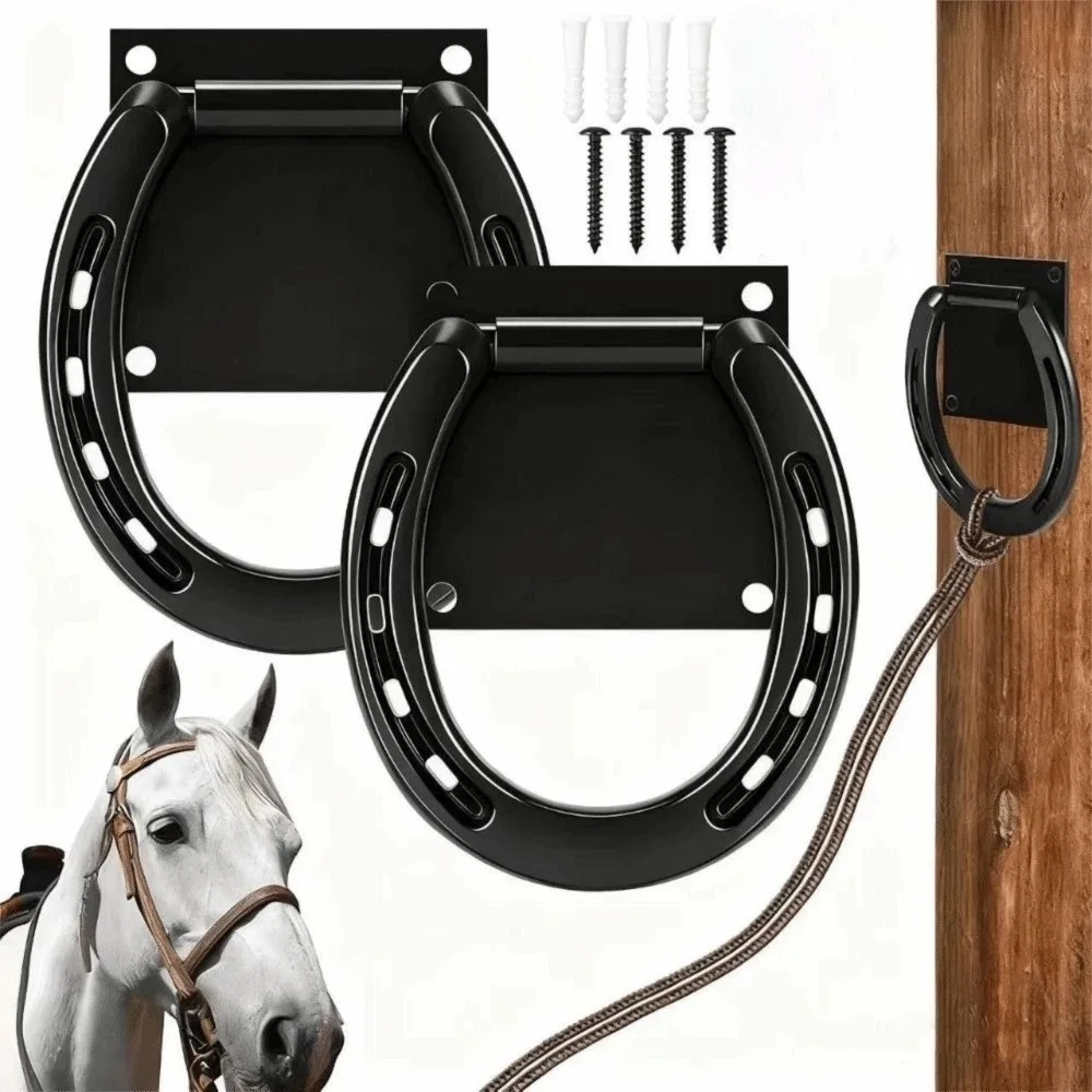 

Animal Supplies Solid Horse Cross Tie Ring Heavy Duty Black Horse Safety Tie Ring Expansion Screws Iron Horse Tie Down Ring Barn