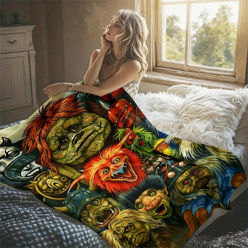 Colorful Monster Group Ultra-Soft Fluffy Flannel Blanket Super Cozy Lightweight Bed Blanket for Halloween Sofa Bed Christmas