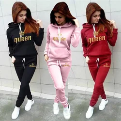 Mulheres's Trending Running Hoodie e Sweatpants Set, ternos de corrida, terno esportivo, plus size, S-4XL, 2pcs, novo