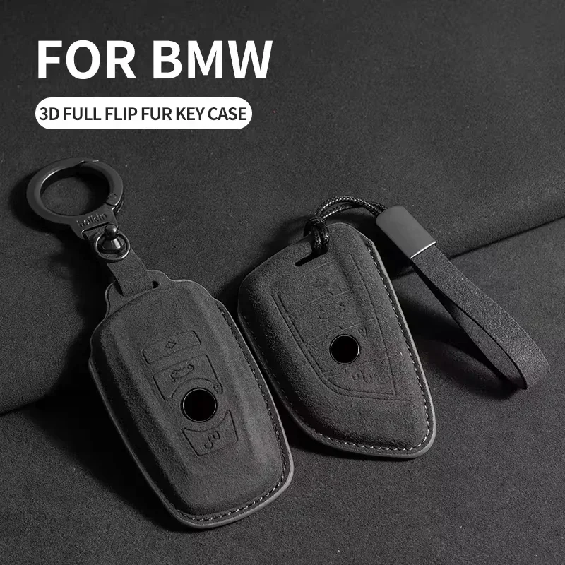 

Suede Car Key Case Cover Protector Shell For BMW 2020-2024 G20 G30 X1 X3 X4 X5 45e G05 X6 F20 G21 F40 F80 35i 3 5 9 Accessories