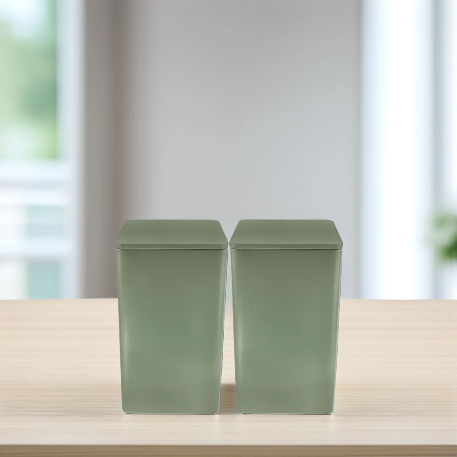 

6pcs Large Snack Holder Light Green Jar Airtight Storage Can for Black Tea Container Metal Snack Holder Tea Tin